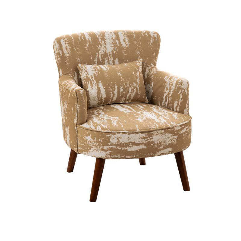 French Floral Fabric Solid Wood Accent Chair