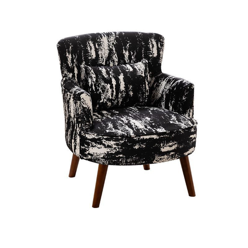 French Floral Fabric Solid Wood Accent Chair
