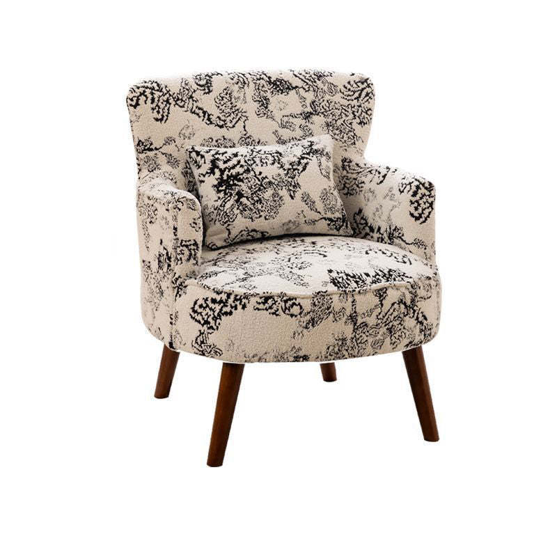 French Floral Fabric Solid Wood Accent Chair
