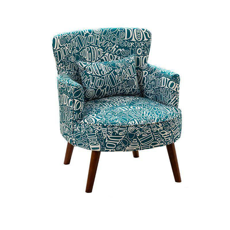 French Floral Fabric Solid Wood Accent Chair