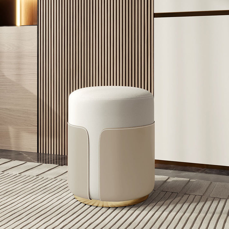Contemporary Luxury Leather Metal Vanity Stool