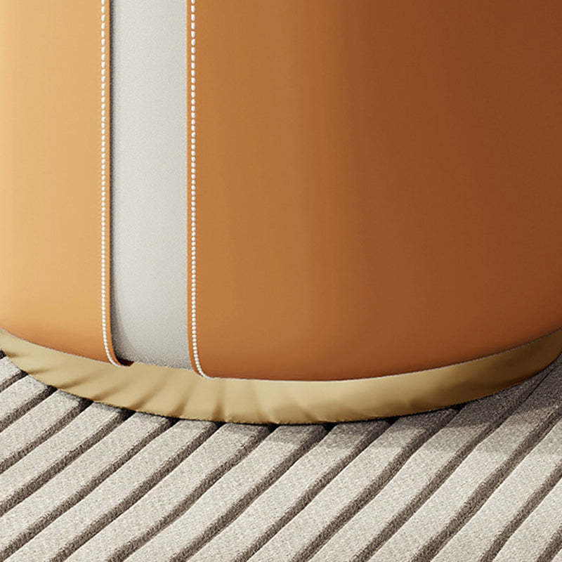 Contemporary Luxury Leather Metal Vanity Stool — White + Coffee