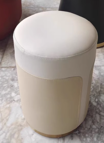 Contemporary Luxury Leather Metal Vanity Stool