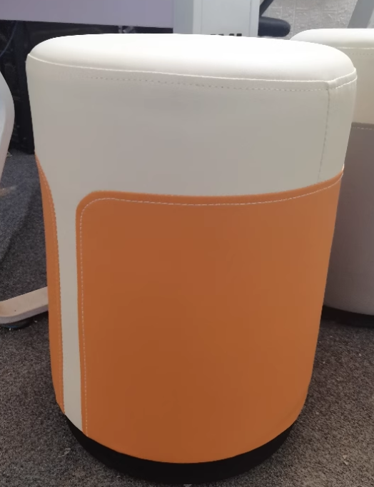 Contemporary Luxury Leather Metal Vanity Stool