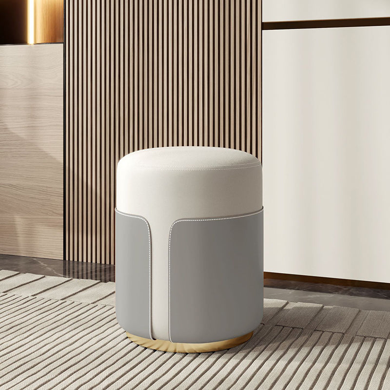 Contemporary Luxury Leather Metal Vanity Stool