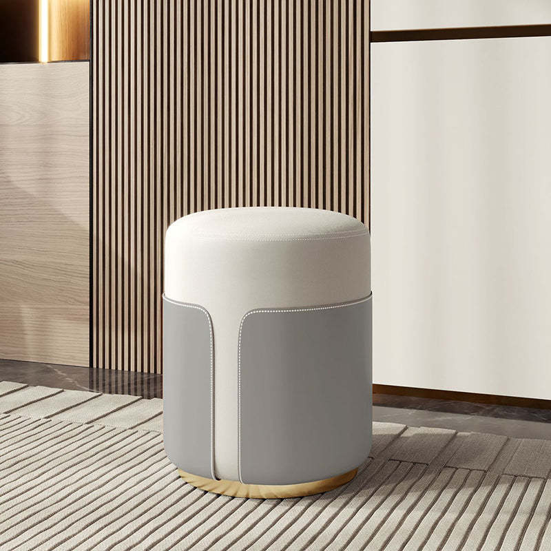 Contemporary Luxury Leather Metal Vanity Stool