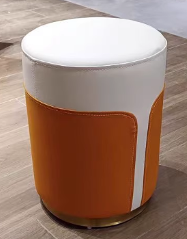 Contemporary Luxury Leather Metal Vanity Stool
