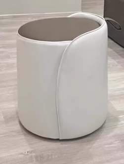 Contemporary Luxury Leather Metal Vanity Stool