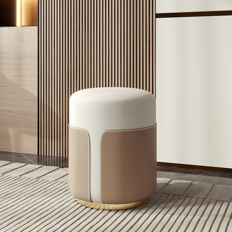Contemporary Luxury Leather Metal Vanity Stool