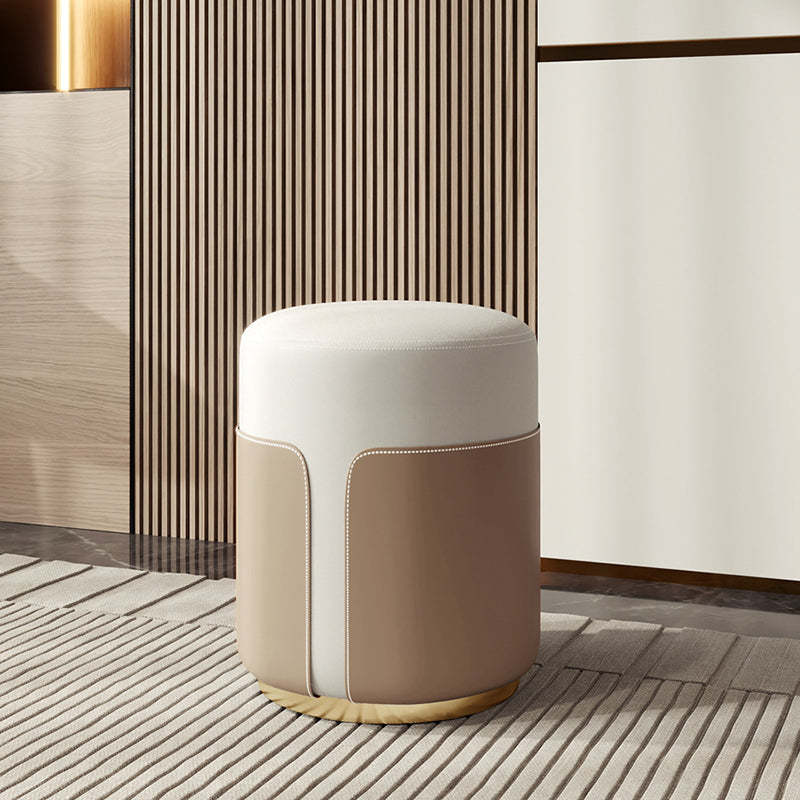 Contemporary Luxury Leather Metal Vanity Stool