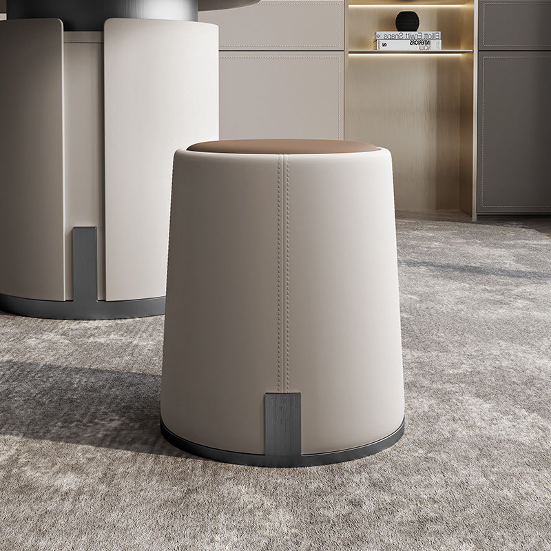 Contemporary PU Leather Metal Vanity Stool — PU Leather + Grey Steel Feet