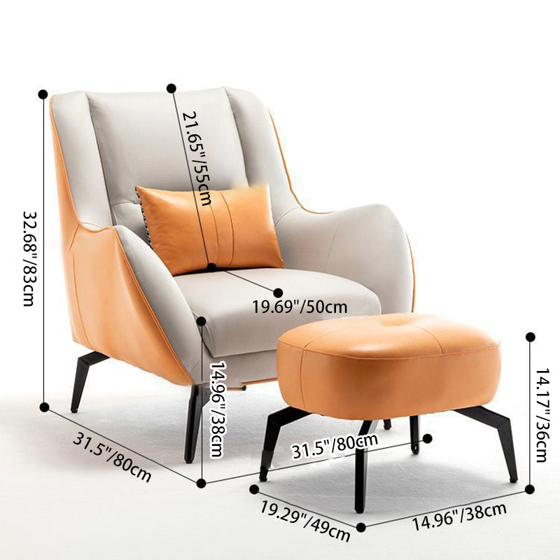 Scandinavian Fabric Upholstered Accent Chair — Yellow And Beige