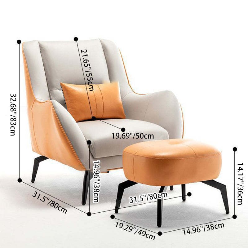 Scandinavian Fabric Upholstered Accent Chair — Yellow And Beige