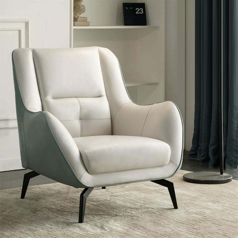 Scandinavian Fabric Upholstered Accent Chair — Gray And Beige