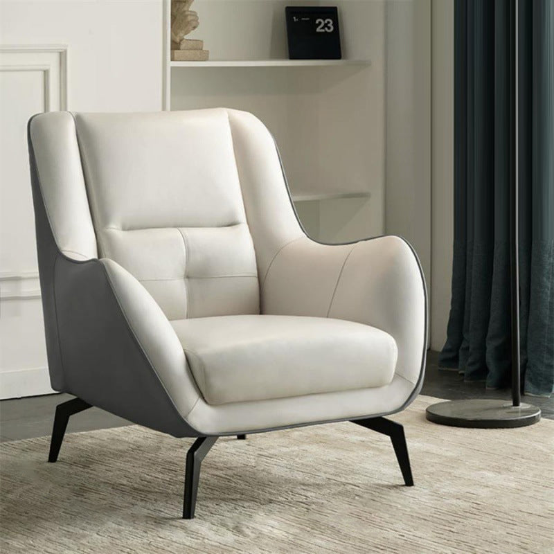 Scandinavian Fabric Upholstered Accent Chair — Orange And White