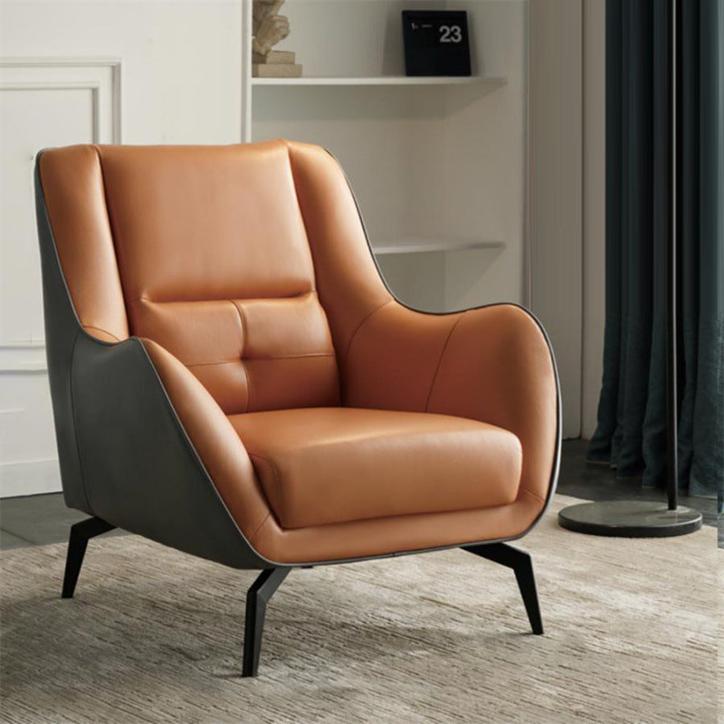 Scandinavian Fabric Upholstered Accent Chair — Gray And Orange