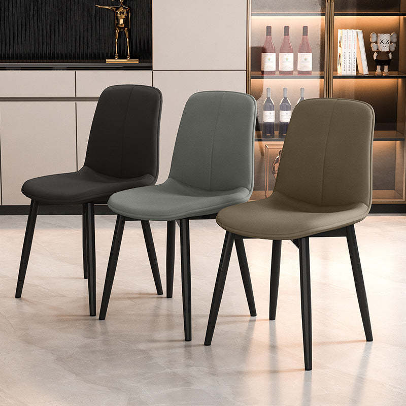 Nordic Leather Metal Dining Chair — Gray