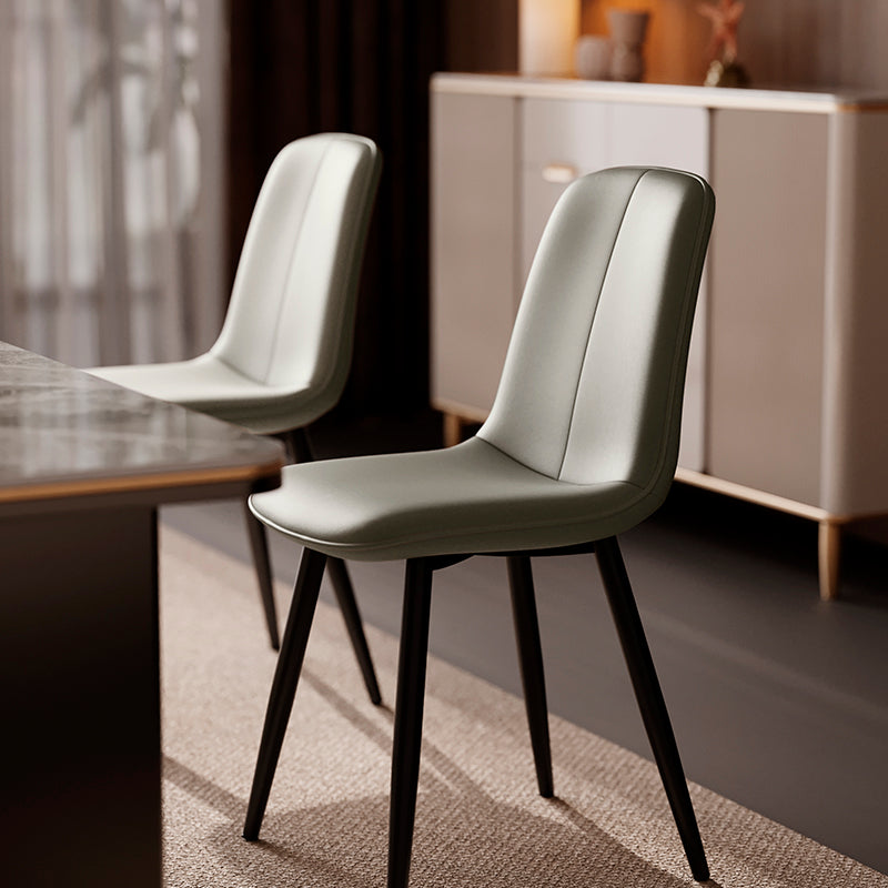 Nordic Leather Metal Dining Chair — Orange