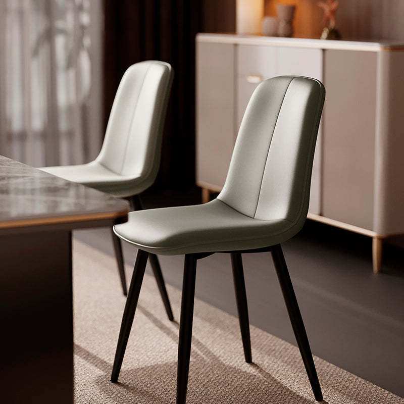 Nordic Leather Metal Dining Chair — Orange