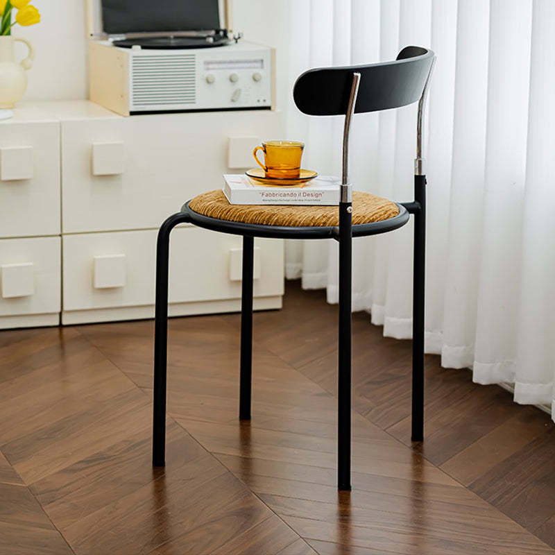 Scandinavian Fabric Iron Arc-Back Dining Chair