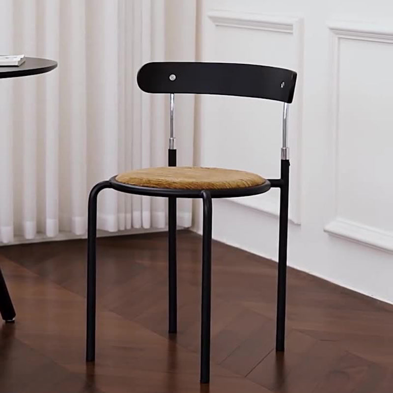 Scandinavian Fabric Iron Arc-Back Dining Chair