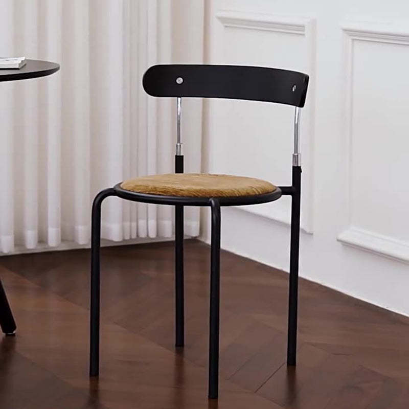 Scandinavian Fabric Iron Arc-Back Dining Chair