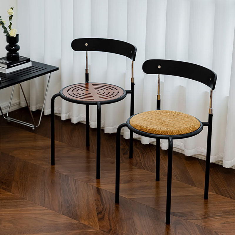Scandinavian Fabric Iron Arc-Back Dining Chair