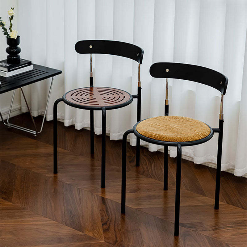 Scandinavian Fabric Iron Arc-Back Dining Chair — A