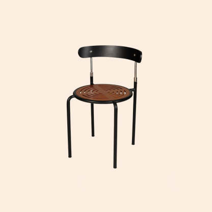 Scandinavian Fabric Iron Arc-Back Dining Chair