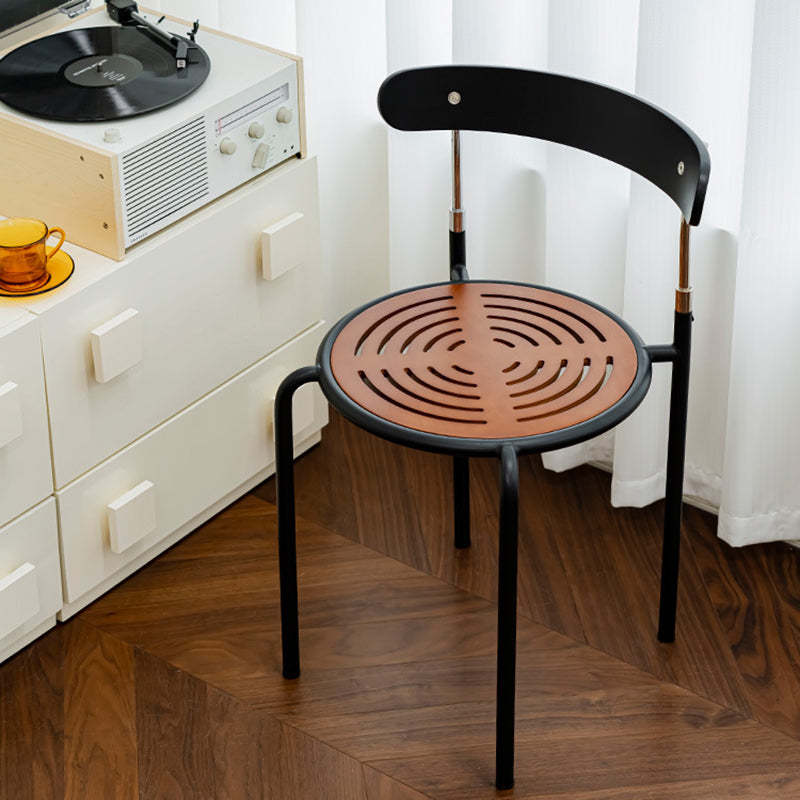 Scandinavian Fabric Iron Arc-Back Dining Chair — B