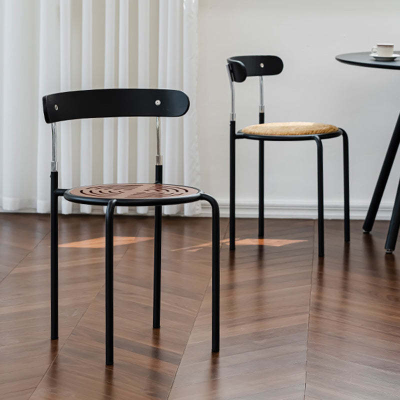 Scandinavian Fabric Iron Arc-Back Dining Chair