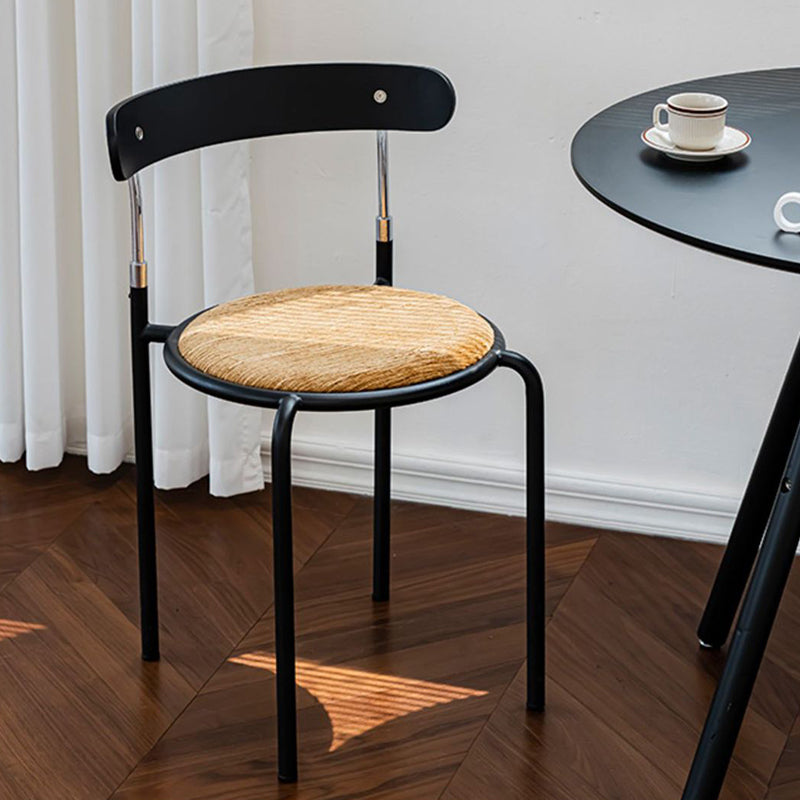 Scandinavian Fabric Iron Arc-Back Dining Chair