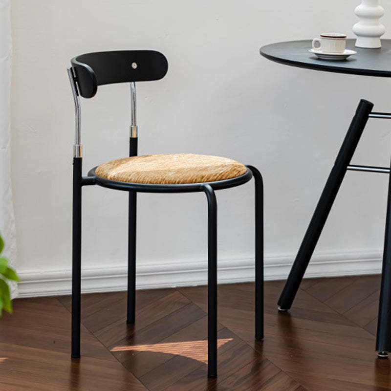 Scandinavian Fabric Iron Arc-Back Dining Chair
