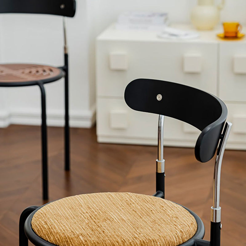 Scandinavian Fabric Iron Arc-Back Dining Chair