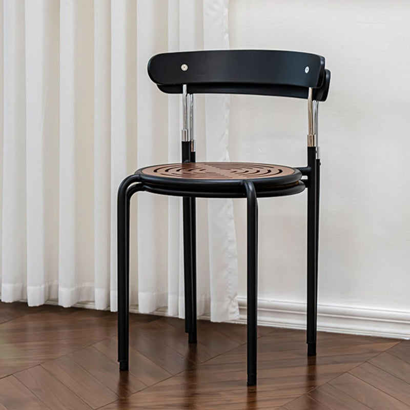 Scandinavian Fabric Iron Arc-Back Dining Chair