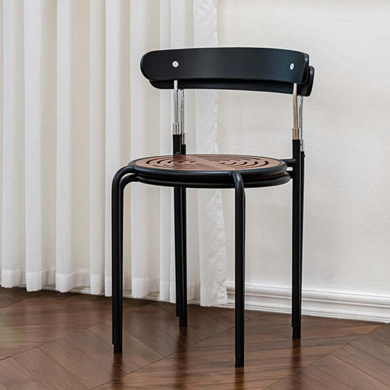 Scandinavian Fabric Iron Arc-Back Dining Chair