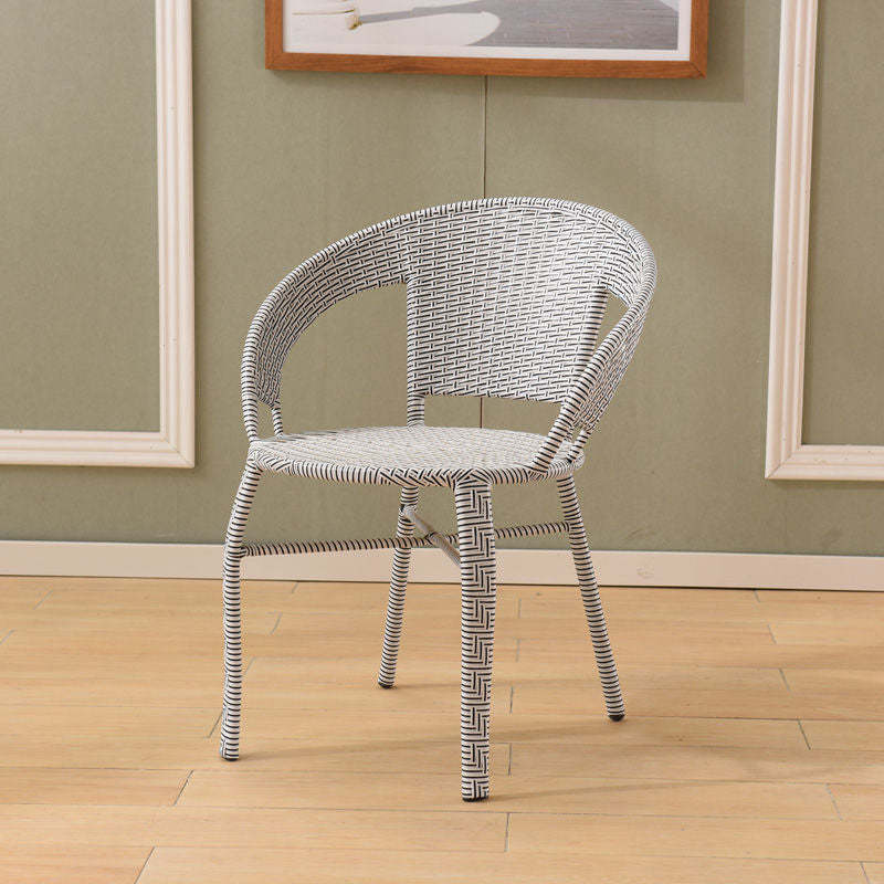 Scandinavian Rattan Stackable Dining Chair — Black