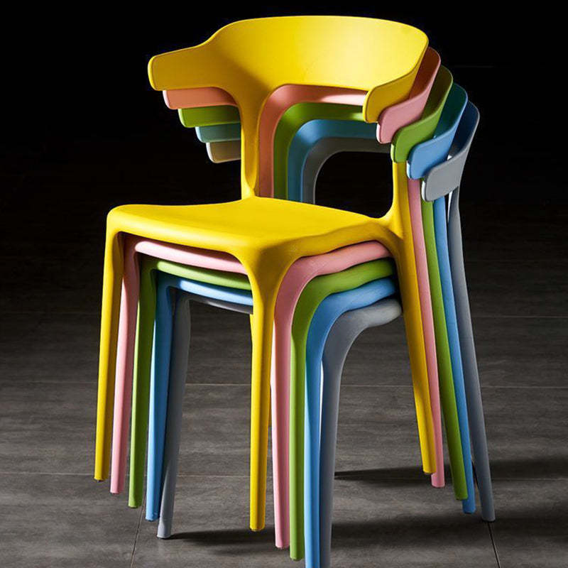 Scandinavian Stackable Arc Plastic Dining Chair — Khaki