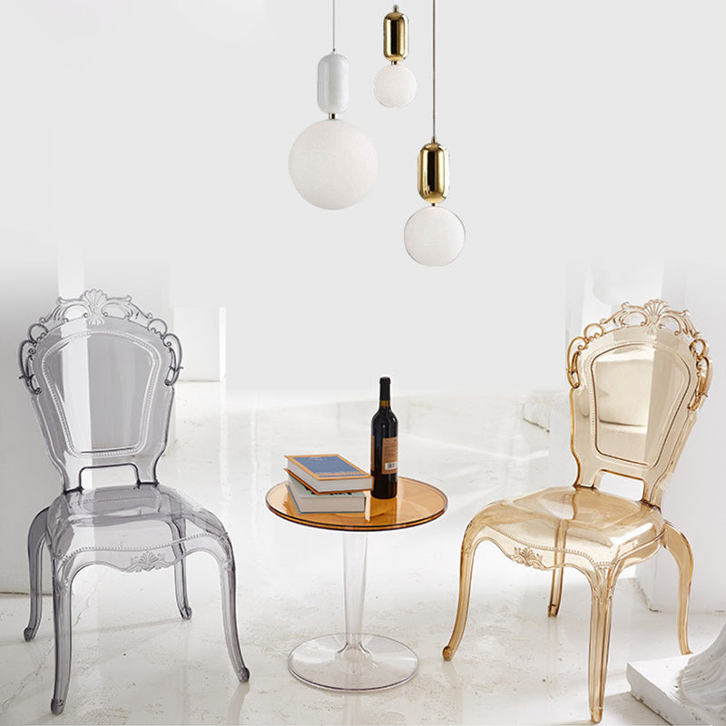 Contemporary Stackable Plastic Dining Chair — Clear