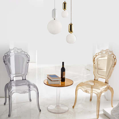 Contemporary Stackable Plastic Dining Chair — Clear