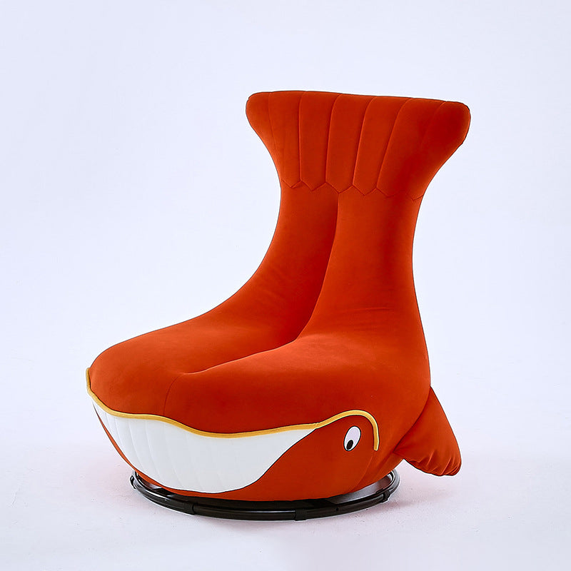 Whale Fabric Solid Wood Swivel Accent Chair