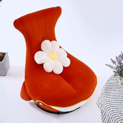 Whale Fabric Solid Wood Swivel Accent Chair