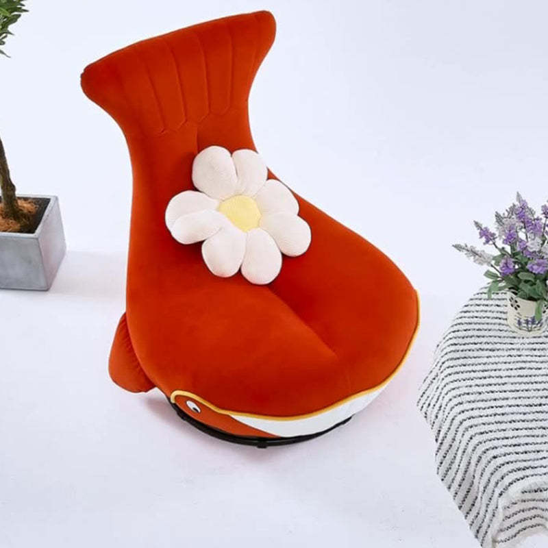 Whale Fabric Solid Wood Swivel Accent Chair