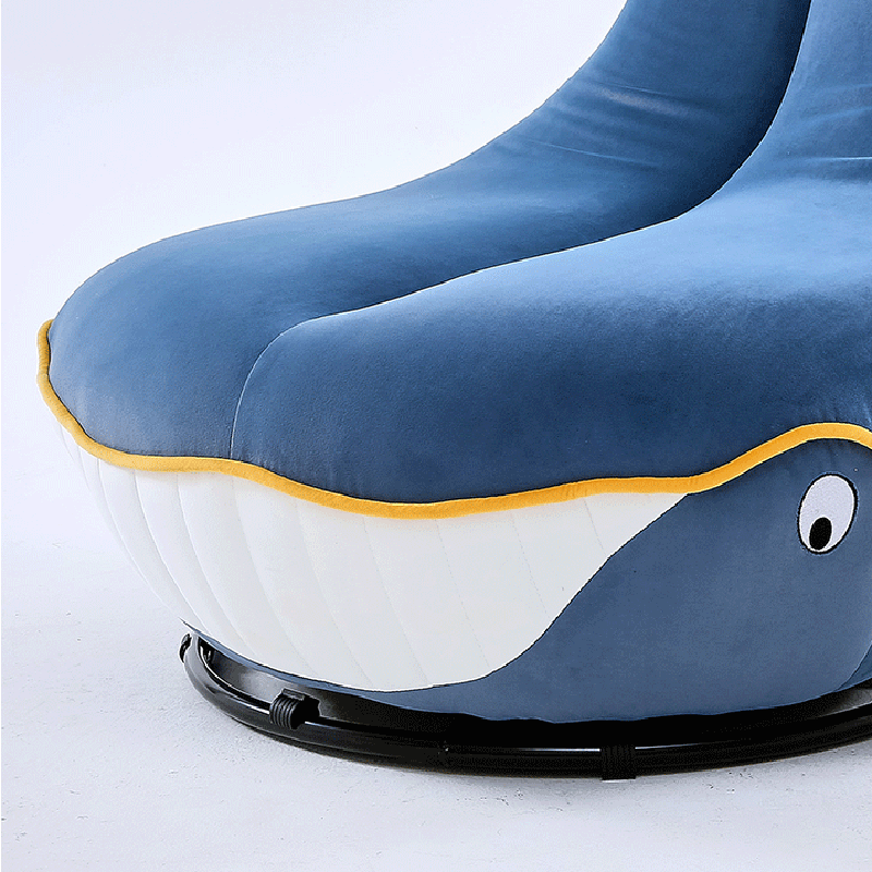 Whale Fabric Solid Wood Swivel Accent Chair