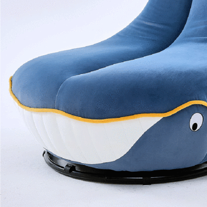 Whale Fabric Solid Wood Swivel Accent Chair