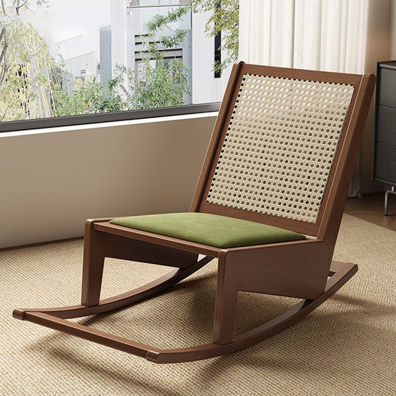 Rustic Solid Wood Rattan Recliner — A