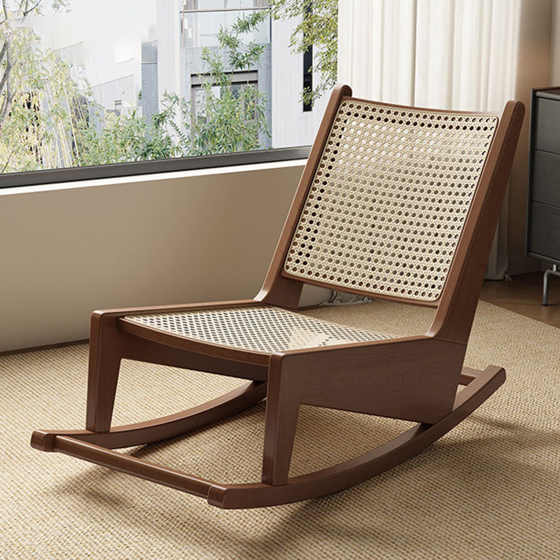 Rustic Solid Wood Rattan Recliner — B