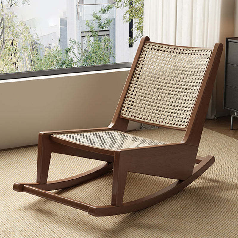 Rustic Solid Wood Rattan Recliner — B