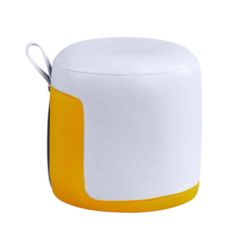 Scandinavian Round Leather Portable Low Stool