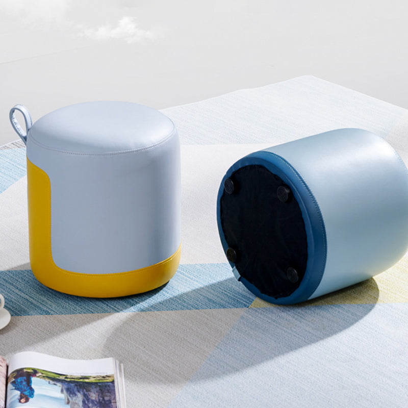 Scandinavian Round Leather Portable Low Stool